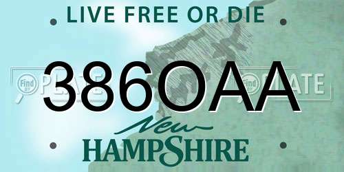 386OAA New Hampshire License Plate