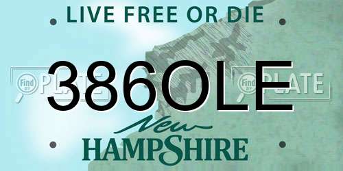 386OLE New Hampshire License Plate