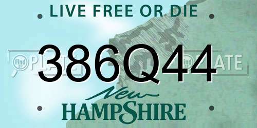 386Q44 New Hampshire License Plate