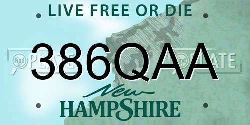 386QAA New Hampshire License Plate