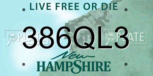 386QL3 New Hampshire License Plate