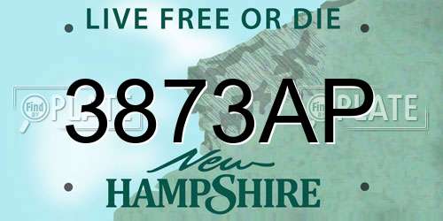 3873AP New Hampshire License Plate