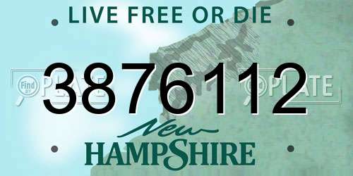 3876112 New Hampshire License Plate