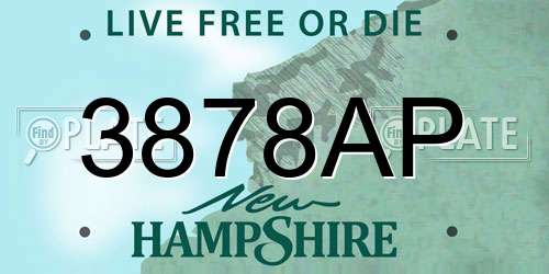 3878AP New Hampshire License Plate