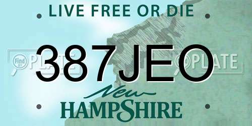 387JEO New Hampshire License Plate