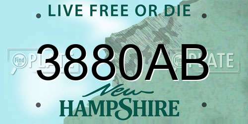 3880AB New Hampshire License Plate