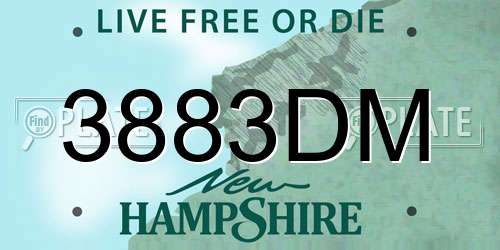 3883DM New Hampshire License Plate