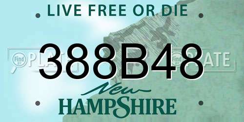 388B48 New Hampshire License Plate