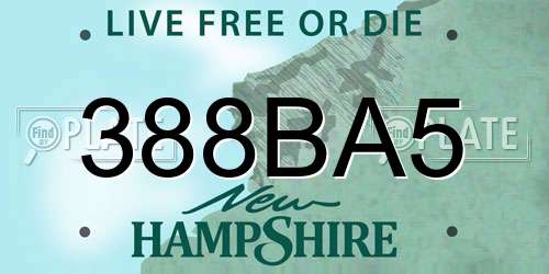 388BA5 New Hampshire License Plate