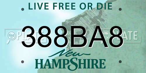 388BA8 New Hampshire License Plate