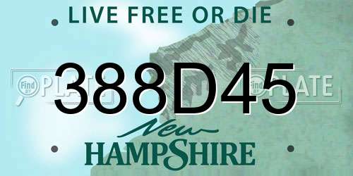 388D45 New Hampshire License Plate