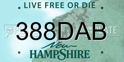 388DAB New Hampshire License Plate