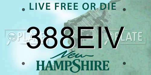 388EIV New Hampshire License Plate