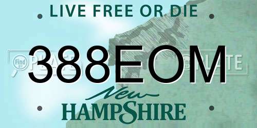 388EOM New Hampshire License Plate