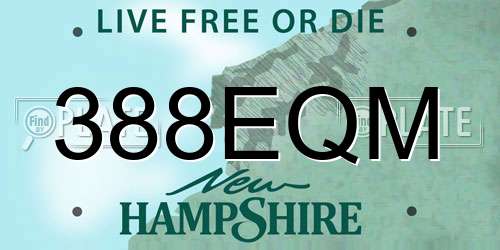 388EQM New Hampshire License Plate
