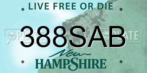 388SAB New Hampshire License Plate