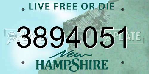 3894051 New Hampshire License Plate