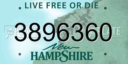 3896360 New Hampshire License Plate