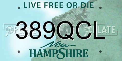 389QCL New Hampshire License Plate