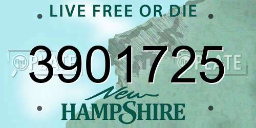 3901725 New Hampshire License Plate