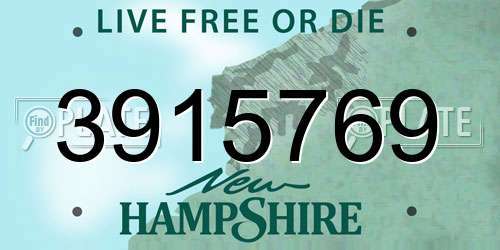 3915769 New Hampshire License Plate
