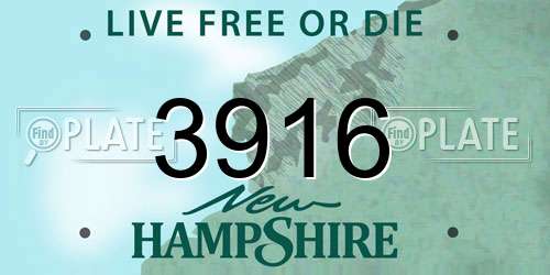 3916 New Hampshire License Plate