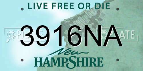 3916NA New Hampshire License Plate