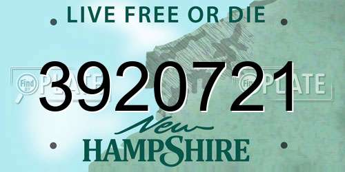 3920721 New Hampshire License Plate