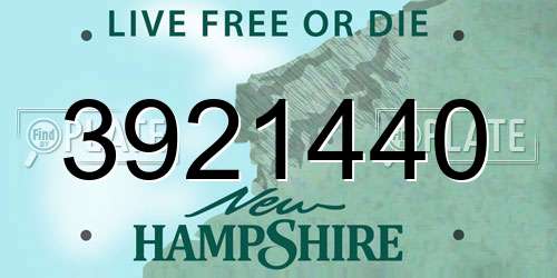 3921440 New Hampshire License Plate