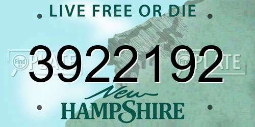 3922192 New Hampshire License Plate