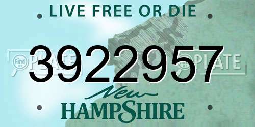 3922957 New Hampshire License Plate
