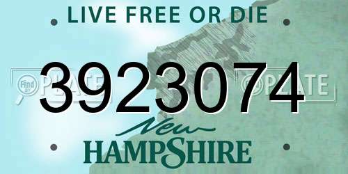 3923074 New Hampshire License Plate