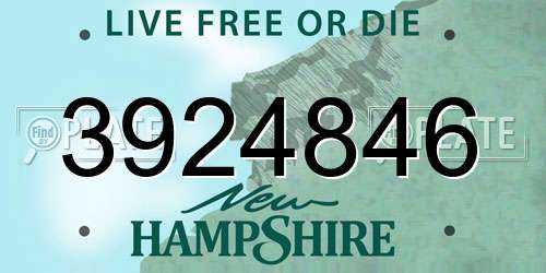 3924846 New Hampshire License Plate