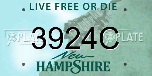 3924C New Hampshire License Plate