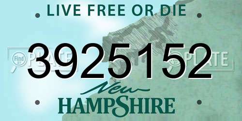 3925152 New Hampshire License Plate