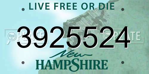 3925524 New Hampshire License Plate