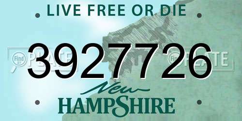 3927726 New Hampshire License Plate