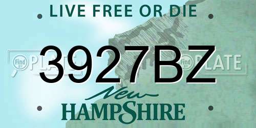 3927BZ New Hampshire License Plate