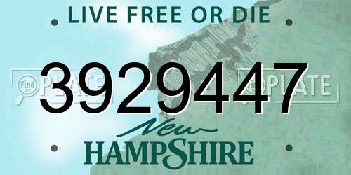 3929447 New Hampshire License Plate