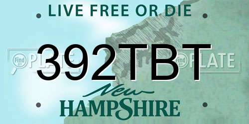 392TBT New Hampshire License Plate