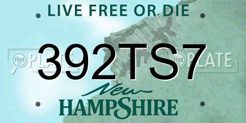 392TS7 New Hampshire License Plate