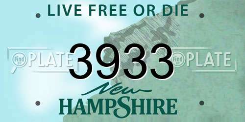 3933 New Hampshire License Plate