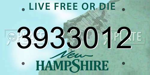 3933012 New Hampshire License Plate