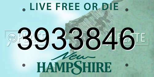 3933846 New Hampshire License Plate