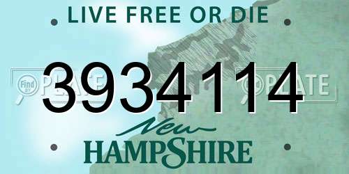 3934114 New Hampshire License Plate