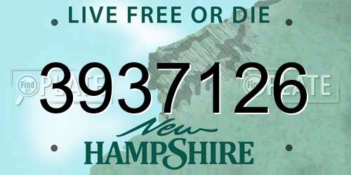 3937126 New Hampshire License Plate