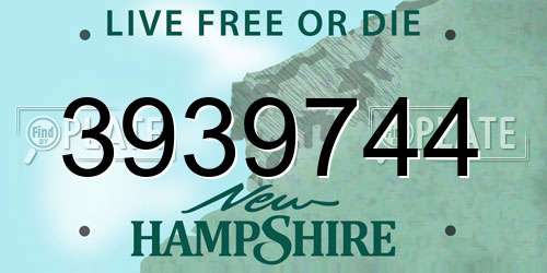 3939744 New Hampshire License Plate