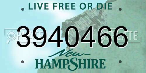 3940466 New Hampshire License Plate