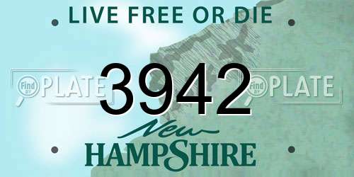 3942 New Hampshire License Plate