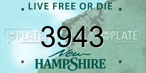 3943 New Hampshire License Plate